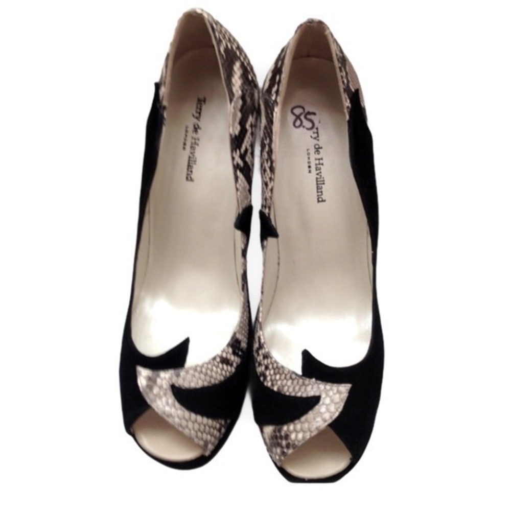 Terry de Havilland suede python heels shoes